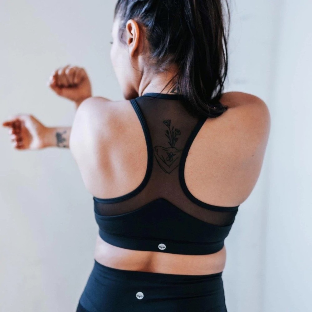 Barre Mesh Sports Bra - Black Senita (XS)